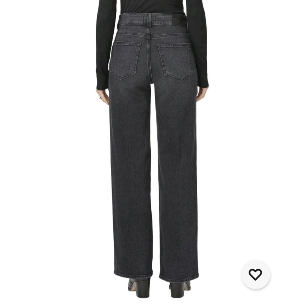 PAIGE Sasha‎ Black Manta Distressed High Rise Wide Leg Jeans #88 Size 31 - Picture 3 of 10